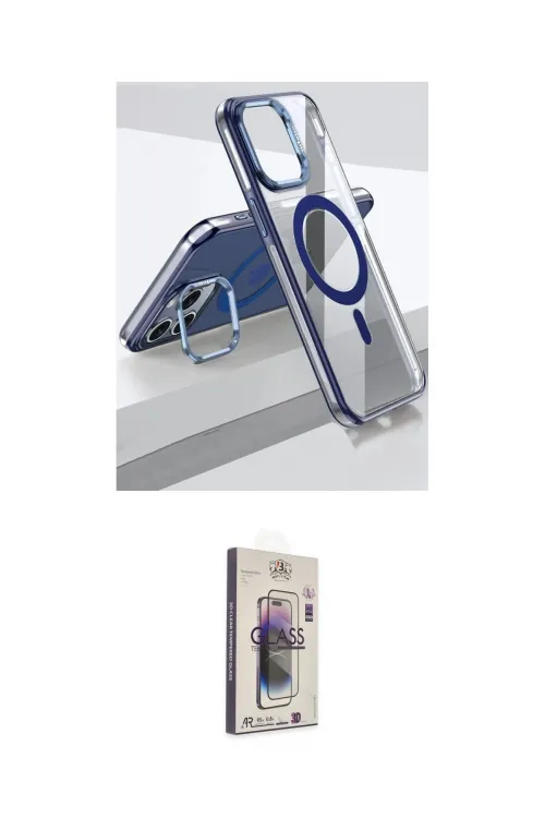 ieg™ iPhone 15 Pro Kılıf Vadi Çizgi Özel Seri - Siyah Bilvis 3D Cam Ekran Koruyucu