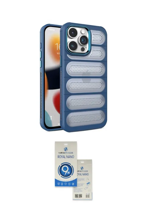 ieg™ iPhone 15 Pro Kılıf Yadigar Doku Özel Seri - Şeffaf Royal Nano Ekran Koruyucu