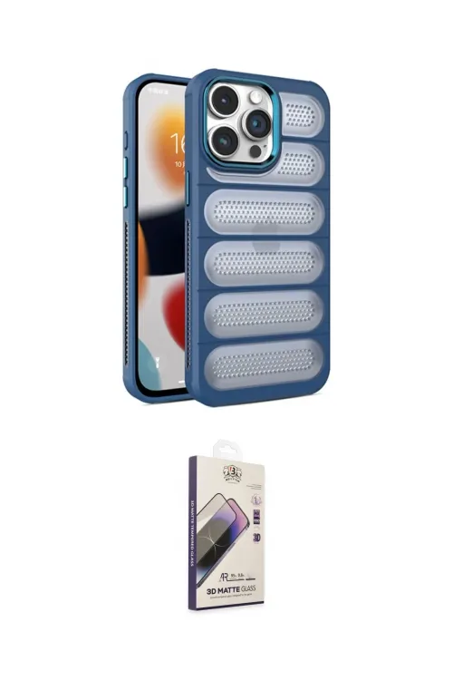 ieg™ iPhone 15 Pro Kılıf Yadigar Doku Özel Seri - Siyah Bilvis 3D Mat Cam Ekran Koruyucu
