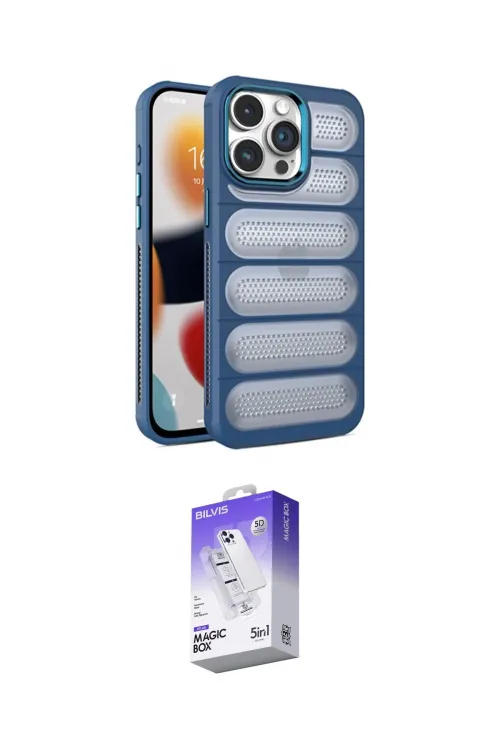 ieg™ iPhone 15 Pro Kılıf Yadigar Doku Özel Seri - Siyah Bilvis 5in1 3D Magic Cam Ekran Koruyucu