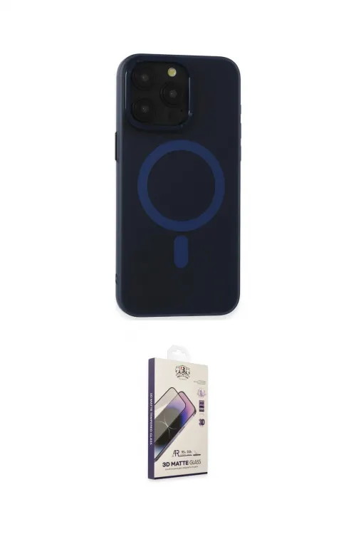ieg™ iPhone 15 Pro Kılıf Yadigar Işık - Siyah Bilvis 3D Mat Cam Ekran Koruyucu