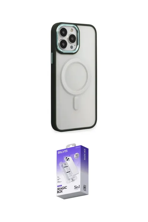 ieg™ iPhone 15 Pro Kılıf Yankı Işık Özel Seri - Siyah Bilvis 5in1 3D Magic Cam Ekran Koruyucu