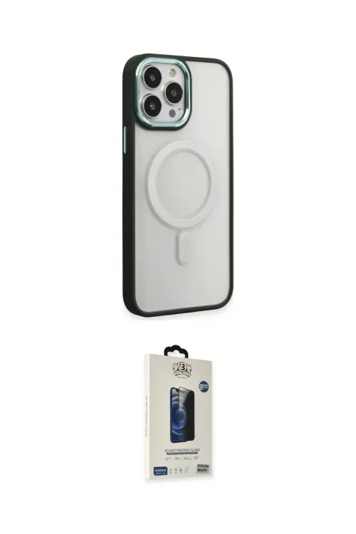 ieg™ iPhone 15 Pro Kılıf Yankı Işık Özel Seri - Siyah Bilvis Hayalet Cam Ekran Koruyucu