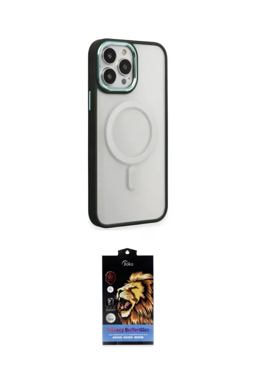 ieg™ iPhone 15 Pro Kılıf Yankı Işık Özel Seri - Siyah Buffer Hayalet Cam Ekran Koruyucu