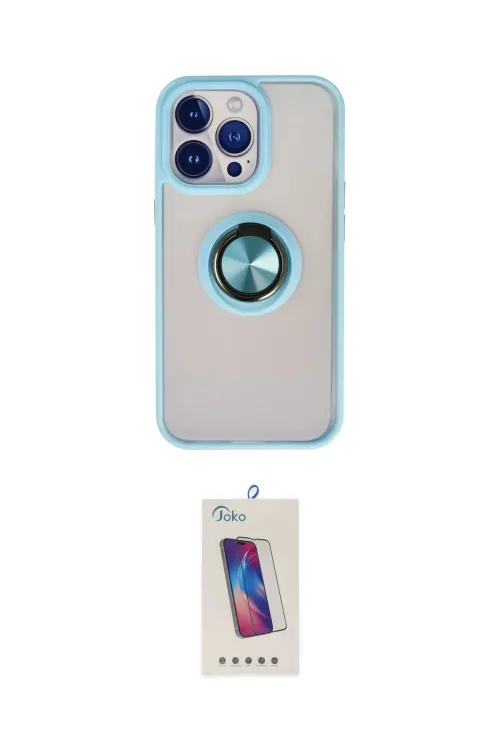 ieg™ iPhone 15 Pro Kılıf Yörünge Çizgi - Siyah Joko 5D Cam