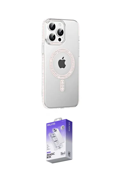 ieg™ iPhone 15 Pro Kılıf Yörünge Koleksiyonu - Siyah Bilvis 5in1 3D Magic Cam Ekran Koruyucu