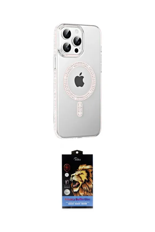 ieg™ iPhone 15 Pro Kılıf Yörünge Koleksiyonu - Siyah Buffer Hayalet Cam Ekran Koruyucu