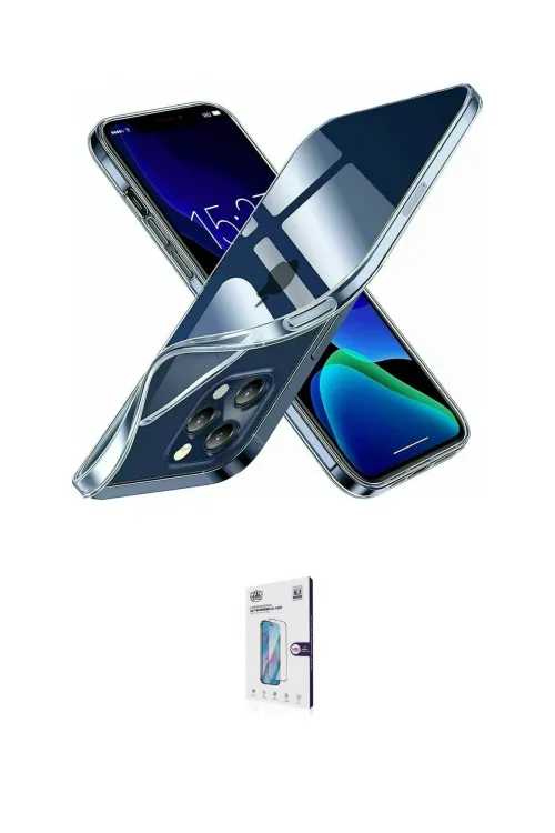 ieg™ iPhone 15 Pro Kılıf Zirve Doku - Siyah Bilvis 0.18mm Plus Cam Ekran Koruyucu