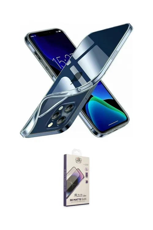 ieg™ iPhone 15 Pro Kılıf Zirve Doku - Siyah Bilvis 3D Mat Cam Ekran Koruyucu