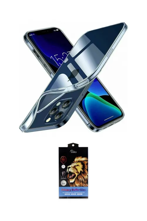 ieg™ iPhone 15 Pro Kılıf Zirve Doku - Siyah Buffer Hayalet Cam Ekran Koruyucu