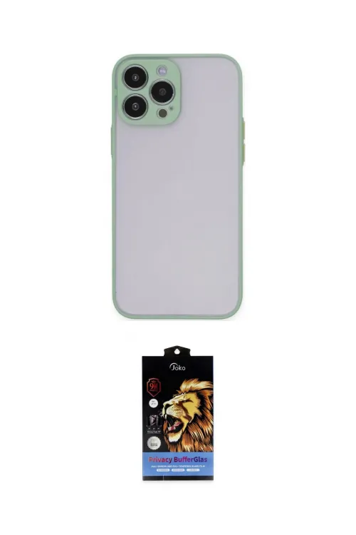 ieg™ iPhone 15 Pro Max Kılıf Ahenk Çizgi Serisi - Siyah Buffer Hayalet Cam Ekran Koruyucu