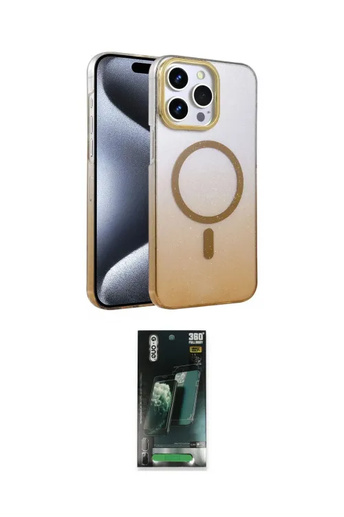 ieg™ iPhone 15 Pro Max Kılıf Ahenk Doku Özel Seri - Şeffaf 360 Full Body Arka Koruyucu