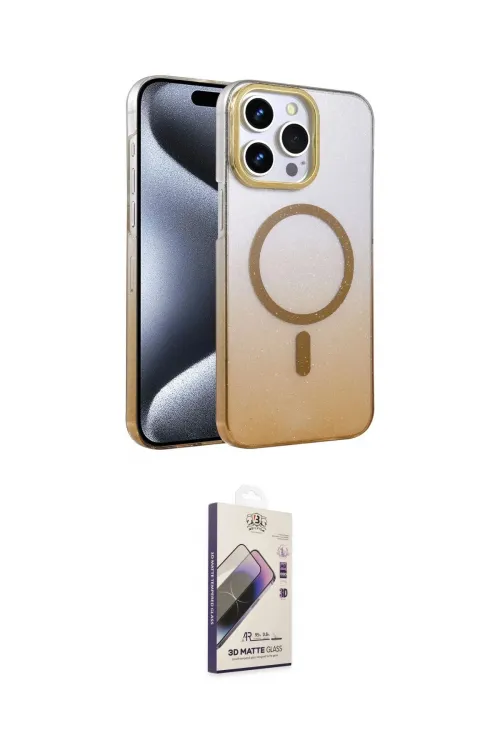ieg™ iPhone 15 Pro Max Kılıf Ahenk Doku Özel Seri - Siyah Bilvis 3D Mat Cam Ekran Koruyucu