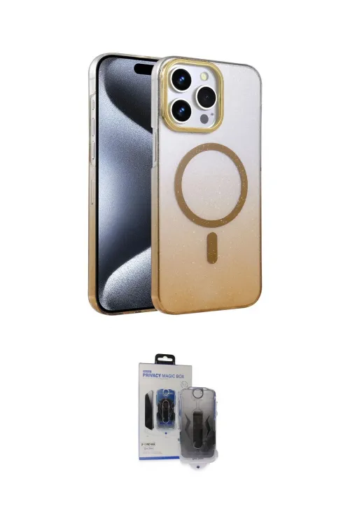 ieg™ iPhone 15 Pro Max Kılıf Ahenk Doku Özel Seri - Siyah Vanessa Magic Hayalet Cam