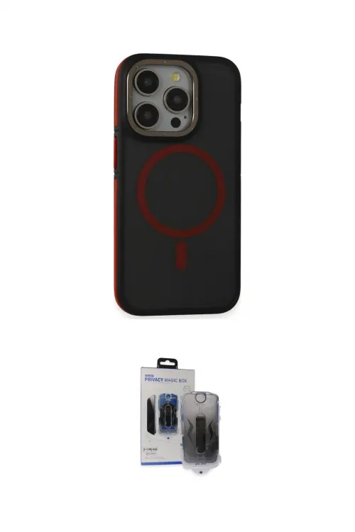 ieg™ iPhone 15 Pro Max Kılıf Ahenk Form Serisi - Siyah Vanessa Magic Hayalet Cam