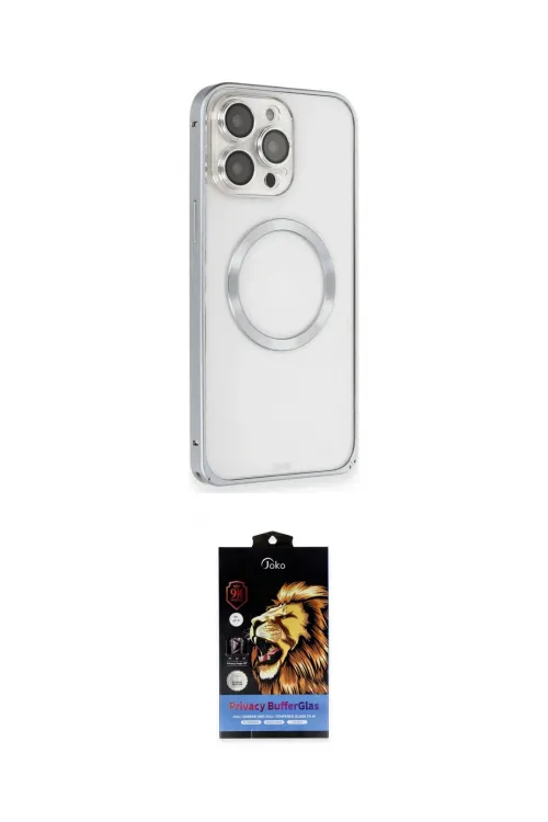 ieg™ iPhone 15 Pro Max Kılıf Ahenk Işık Serisi - Siyah Buffer Hayalet Cam Ekran Koruyucu