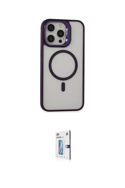 ieg™ iPhone 15 Pro Max Kılıf Ahenk Klasik Özel Seri - Siyah Bilvis 0.18mm Plus Cam Ekran Koruyucu