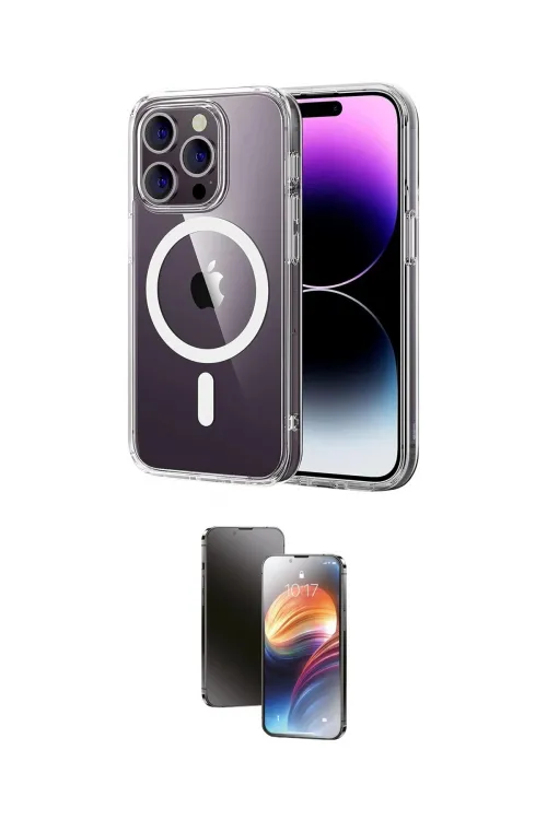 ieg™ iPhone 15 Pro Max Kılıf Ahenk Minimal Serisi - Siyah 3D Antistatik Mat Seramik Nano Ekran Koruyucu