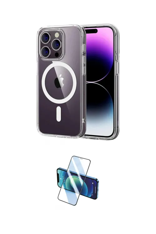ieg™ iPhone 15 Pro Max Kılıf Ahenk Minimal Serisi - Siyah 3D Antistatik Seramik Nano Ekran Koruyucu