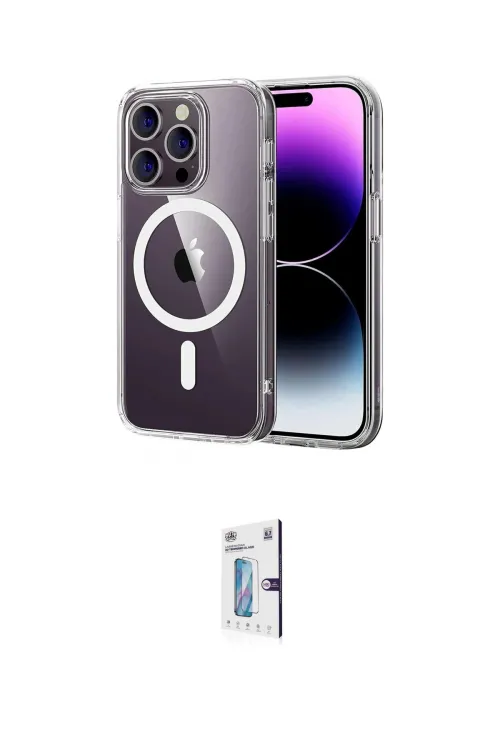 ieg™ iPhone 15 Pro Max Kılıf Ahenk Minimal Serisi - Siyah Bilvis 0.18mm Plus Cam Ekran Koruyucu