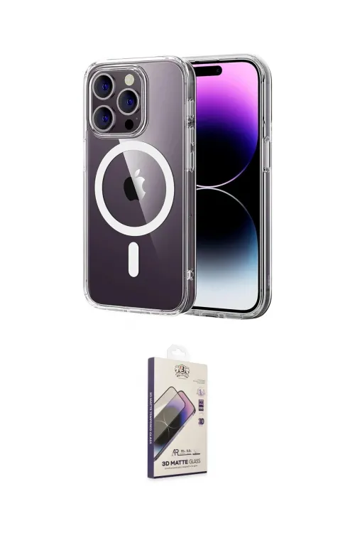ieg™ iPhone 15 Pro Max Kılıf Ahenk Minimal Serisi - Siyah Bilvis 3D Mat Cam Ekran Koruyucu