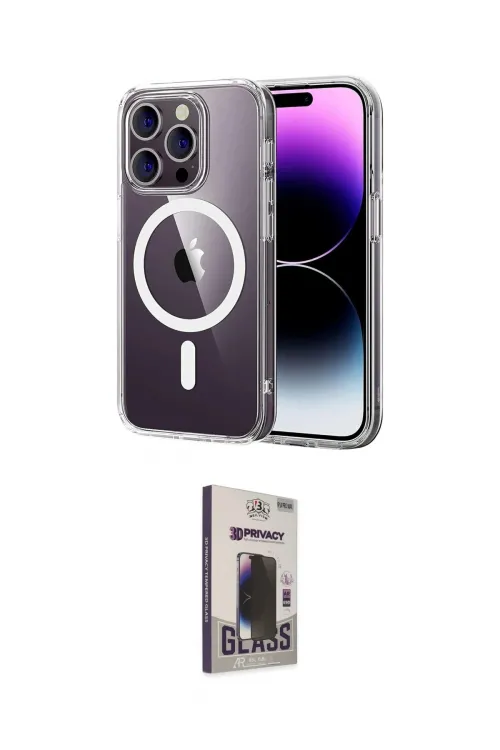 ieg™ iPhone 15 Pro Max Kılıf Ahenk Minimal Serisi - Siyah Bilvis Hayalet Cam Ekran Koruyucu