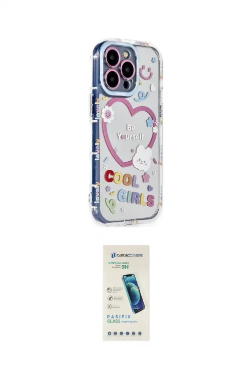 ieg™ iPhone 15 Pro Max Kılıf Ahenk Modern Serisi - Şeffaf Pasifik Cam Ekran Koruyucu