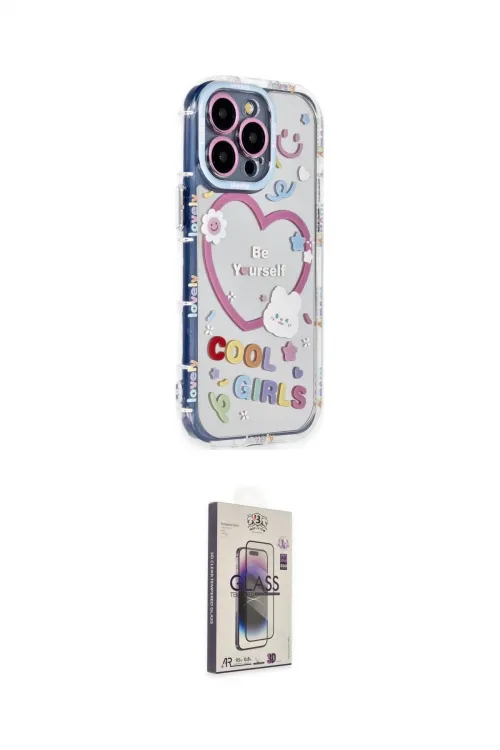 ieg™ iPhone 15 Pro Max Kılıf Ahenk Modern Serisi - Siyah Bilvis 3D Cam Ekran Koruyucu