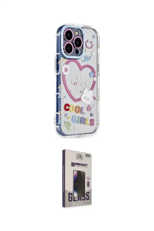 ieg™ iPhone 15 Pro Max Kılıf Ahenk Modern Serisi - Siyah Bilvis Hayalet Cam Ekran Koruyucu