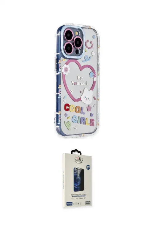 ieg™ iPhone 15 Pro Max Kılıf Ahenk Modern Serisi - Siyah Bilvis Hayalet Cam Ekran Koruyucu