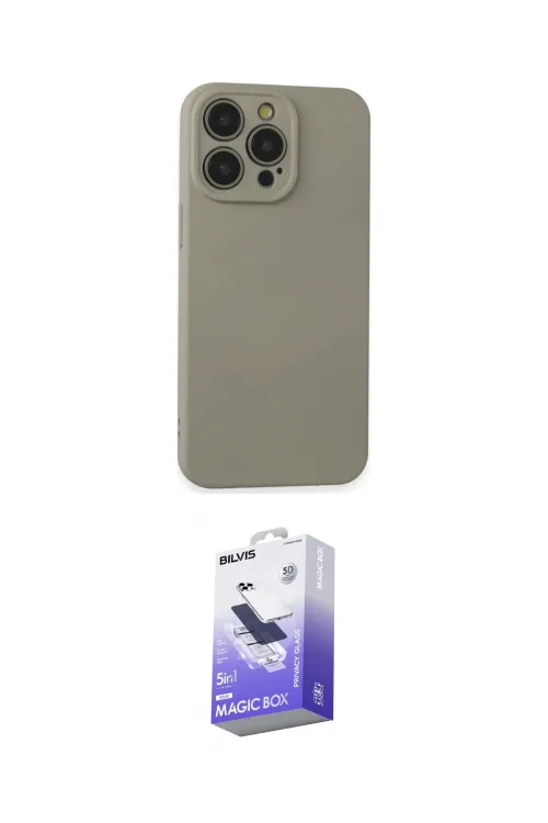 ieg™ iPhone 15 Pro Max Kılıf Ahenk Serisi - Siyah Bilvis 5in1 5D Magic Hayalet Cam Ekran Koruyucu
