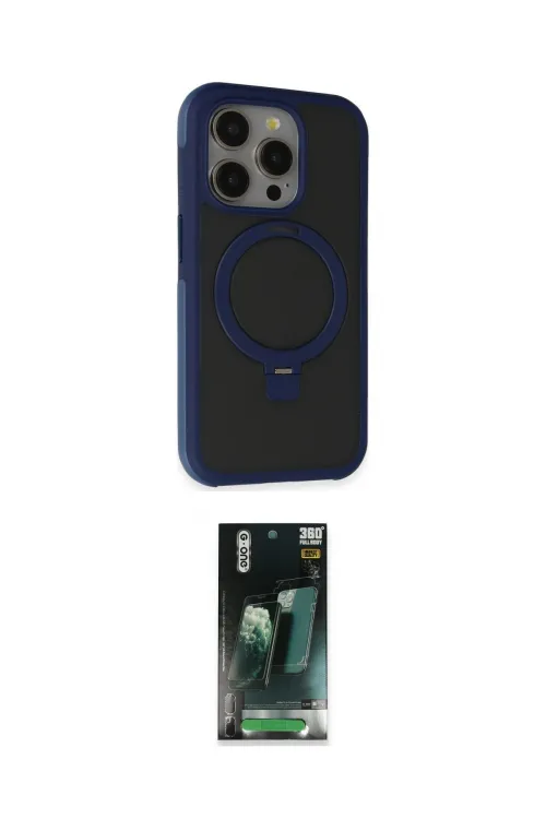 ieg™ iPhone 15 Pro Max Kılıf Ahenk Yansıma Özel Seri - Siyah 360 Mat Full Body Arka Koruyucu