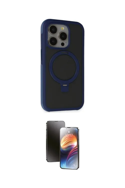ieg™ iPhone 15 Pro Max Kılıf Ahenk Yansıma Özel Seri - Siyah 3D Antistatik Mat Seramik Nano Ekran Koruyucu