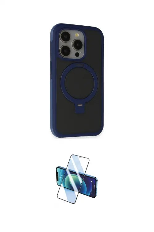 ieg™ iPhone 15 Pro Max Kılıf Ahenk Yansıma Özel Seri - Siyah 3D Antistatik Seramik Nano Ekran Koruyucu
