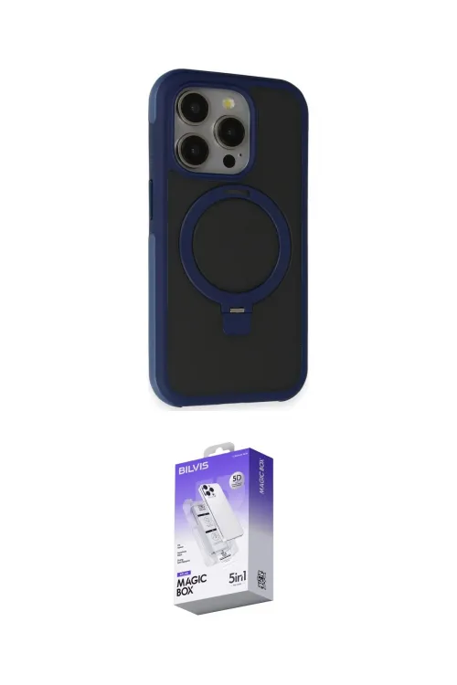 ieg™ iPhone 15 Pro Max Kılıf Ahenk Yansıma Özel Seri - Siyah Bilvis 5in1 3D Magic Cam Ekran Koruyucu