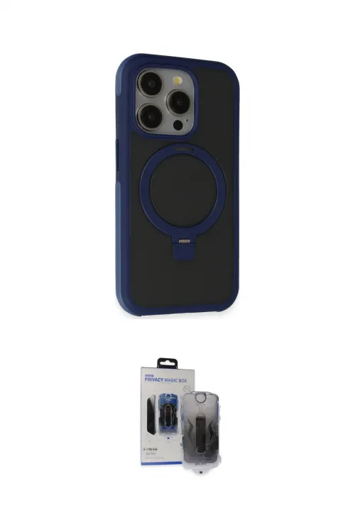 ieg™ iPhone 15 Pro Max Kılıf Ahenk Yansıma Özel Seri - Siyah Vanessa Magic Hayalet Cam
