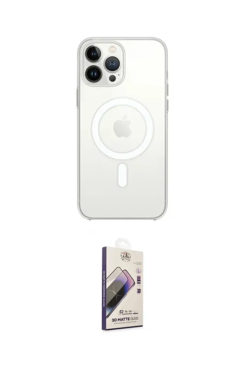 ieg™ iPhone 15 Pro Max Kılıf Ahenk Yansıma Prime - Siyah Bilvis 3D Mat Cam Ekran Koruyucu