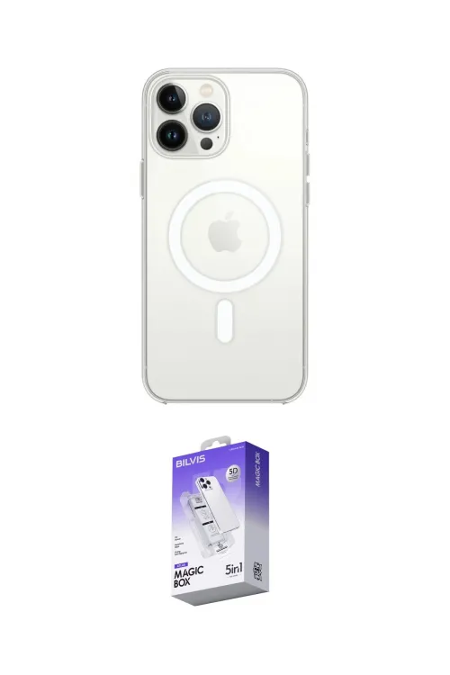 ieg™ iPhone 15 Pro Max Kılıf Ahenk Yansıma Prime - Siyah Bilvis 5in1 3D Magic Cam Ekran Koruyucu