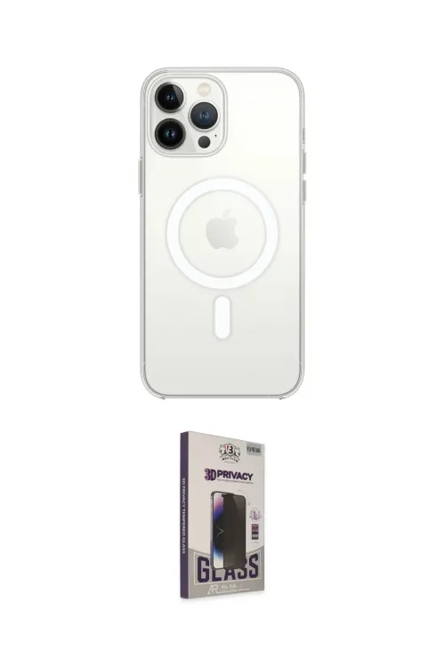 ieg™ iPhone 15 Pro Max Kılıf Ahenk Yansıma Prime - Siyah Bilvis Hayalet Cam Ekran Koruyucu