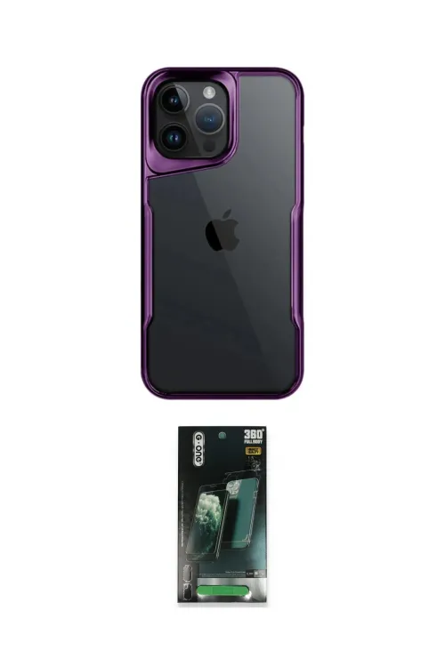 ieg™ iPhone 15 Pro Max Kılıf Akış Çizgi Koleksiyonu - Siyah 360 Mat Full Body Arka Koruyucu