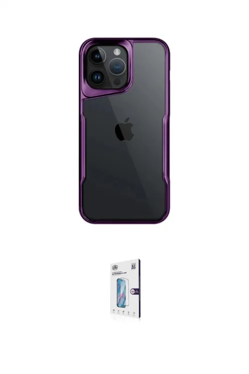 ieg™ iPhone 15 Pro Max Kılıf Akış Çizgi Koleksiyonu - Siyah Bilvis 0.18mm Plus Cam Ekran Koruyucu