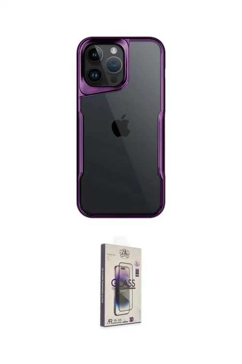 ieg™ iPhone 15 Pro Max Kılıf Akış Çizgi Koleksiyonu - Siyah Bilvis 3D Cam Ekran Koruyucu