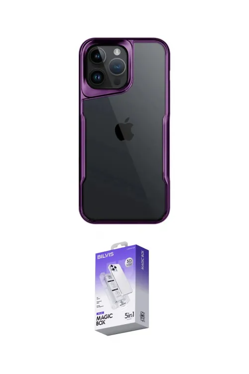 ieg™ iPhone 15 Pro Max Kılıf Akış Çizgi Koleksiyonu - Siyah Bilvis 5in1 3D Magic Cam Ekran Koruyucu