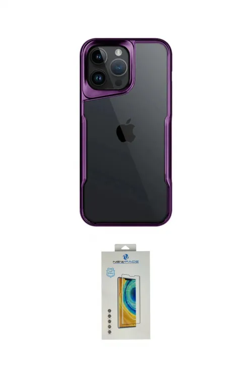 ieg™ iPhone 15 Pro Max Kılıf Akış Çizgi Koleksiyonu - Siyah Polymer Nano Ekran Koruyucu