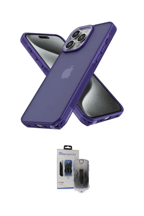 ieg™ iPhone 15 Pro Max Kılıf Atlas Form - Siyah Vanessa Magic Hayalet Cam