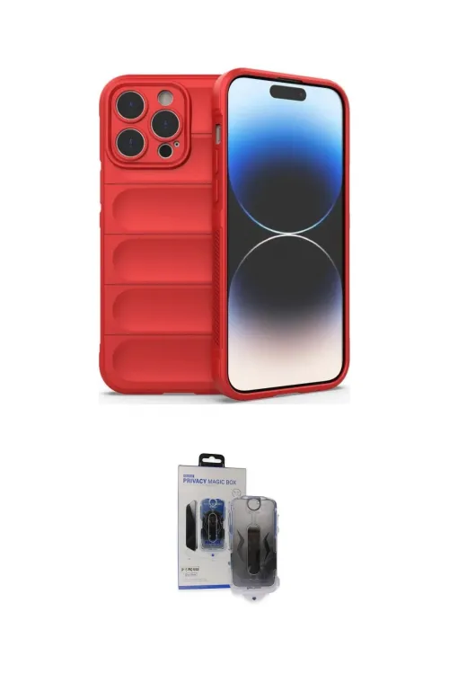ieg™ iPhone 15 Pro Max Kılıf Atlas Koleksiyonu - Siyah Vanessa Magic Hayalet Cam