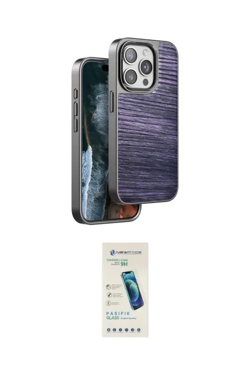 ieg™ iPhone 15 Pro Max Kılıf Atlas Minimal Özel Seri - Şeffaf Pasifik Cam Ekran Koruyucu