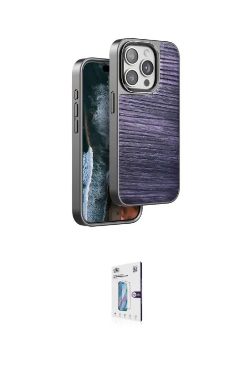 ieg™ iPhone 15 Pro Max Kılıf Atlas Minimal Özel Seri - Siyah Bilvis 0.18mm Plus Cam Ekran Koruyucu