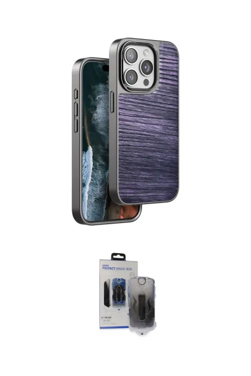 ieg™ iPhone 15 Pro Max Kılıf Atlas Minimal Özel Seri - Siyah Vanessa Magic Hayalet Cam