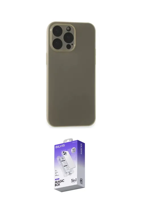 ieg™ iPhone 15 Pro Max Kılıf Atlas Minimal Prime - Siyah Bilvis 5in1 3D Magic Cam Ekran Koruyucu